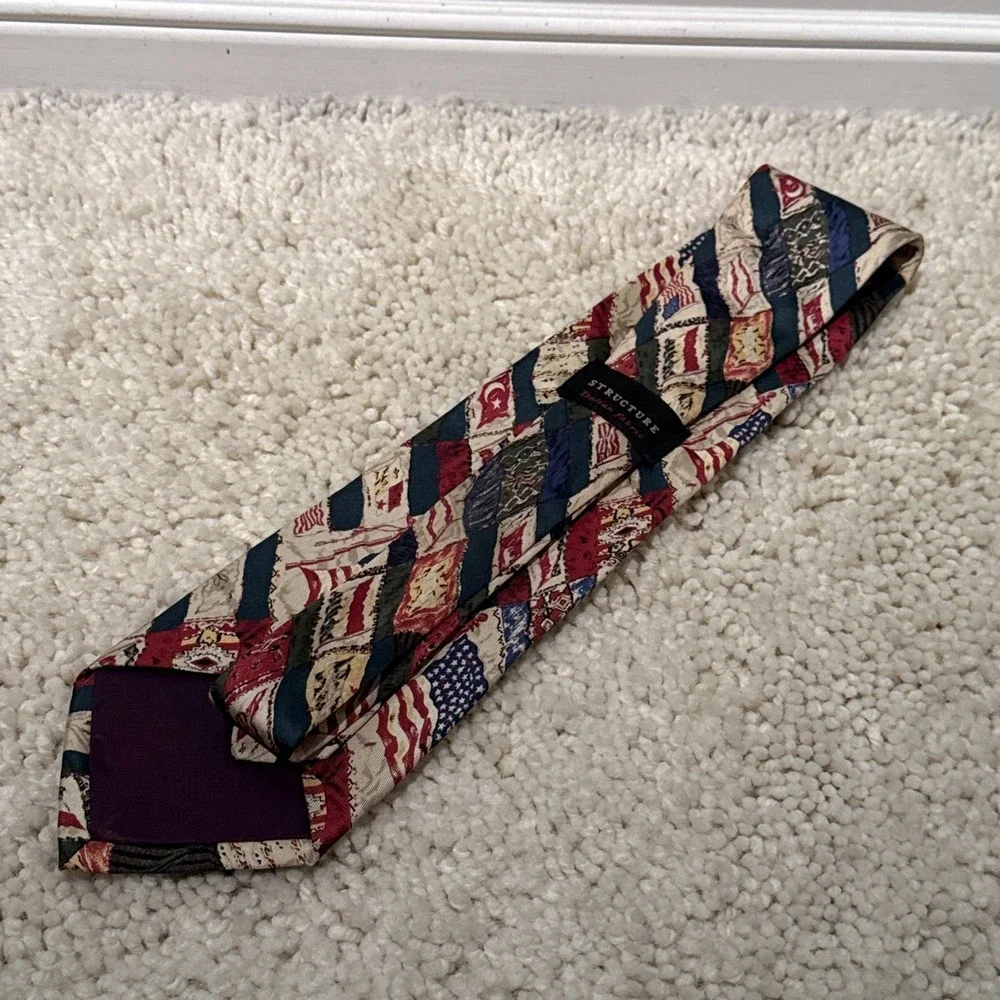STRUCTURE PATRIOTIC FLAG DRESS SUIT DESIGNER NECKTIE TIE Fourth Of July